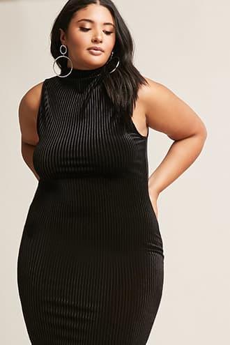 Forever21 Plus Size Velvet Shadow-stripe Dress