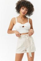 Forever21 Belted Pinstriped Paperbag Shorts