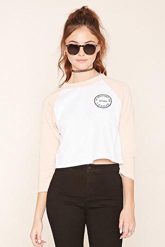 Forever21 Women's  In Memory Crop Baseball Tee