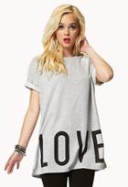Forever21 Women's  Grey & Black Longline Love Hate Tee