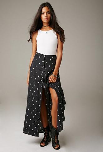 Forever21 Gypsy Warrior Many Moons Maxi Skirt
