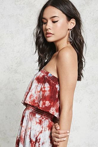 Forever21 Crystal Dye Flounce Dress