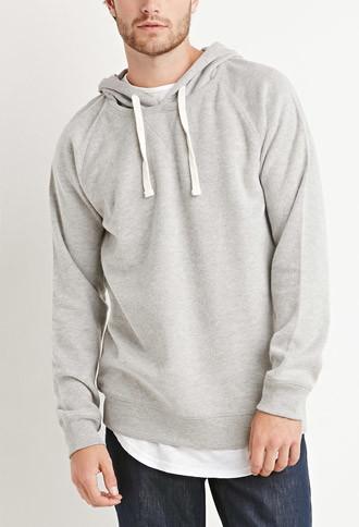 21 Men Men's  Brushed Knit Raglan Hoodie (heather Grey)