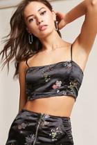 Forever21 Satin Embroidered Crop Cami