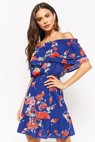 Forever21 Floral Flounce Off-the-shoulder Dress
