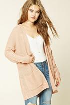 Forever21 Women's  Blush Ribbed Knit Sweater Cardigan