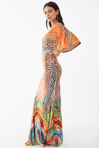Forever21 Billowy One-shoulder Animal Print Dress