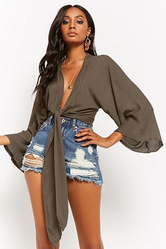 Forever21 Plunging Tie-front Top