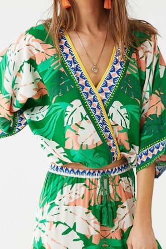 Forever21 Tropical Leaf Print Top