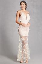 Forever21 Sheer Floral Applique Gown
