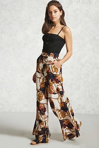 Forever21 Ornate Rope Print Palazzo Pants
