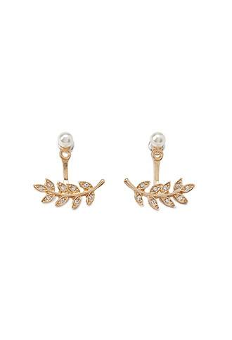 Forever21 Leaf Ear Jackets (gold/cream)