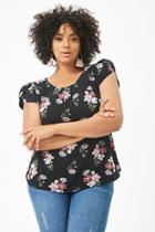 Forever21 Plus Size Crepe Floral Tulip-sleeve Top
