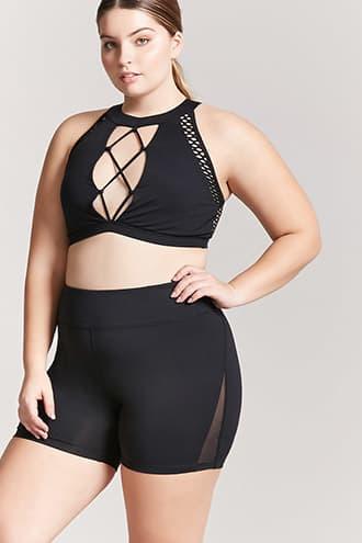 Forever21 Plus Size Active Mesh Insert Shorts