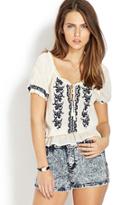 Forever21 Prairie Life Embroidered Top