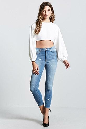 Forever21 Paint Splatter Ankle Jeans