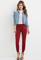 Forever21 Women's  Wine Zippered Moto Joggers