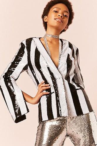 Forever21 Metallic Sequin Stripe Blazer