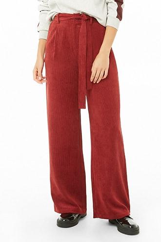 Forever21 Belted Corduroy Palazzo Pants