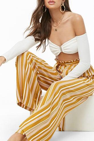 Forever21 Belted Striped Paperbag Palazzo Pants