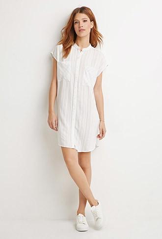 Love21 Striped Pocket Shirt Dress