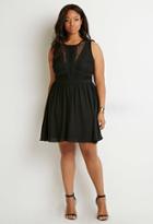 Forever21 Plus Lace-paneled Fit & Flare Dress
