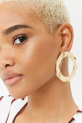 Forever21 Hammered Drop Hoop Earrings