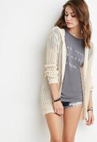 Forever21 Zippered Open-knit Hoodie