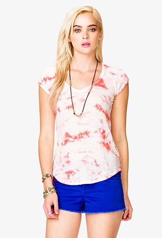 Forever21 Women's  Linen-blend Tie-dye Tee