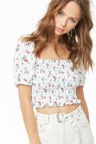 Forever21 Smocked Puff-sleeve Top