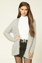 Forever21 Women's  Grey Fuzzy Knit Cardigan