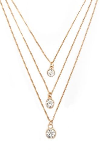 Forever21 Rhinestone Layered Chain Necklace