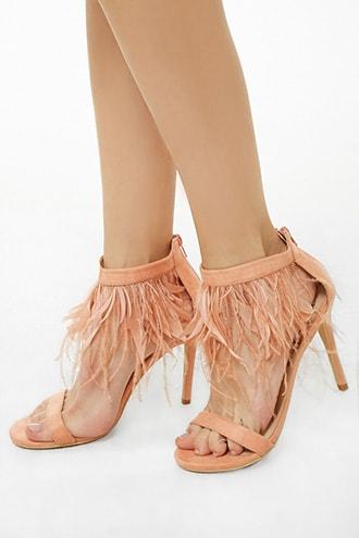 Forever21 Lemon Drop By Privileged Faux Feather Heels