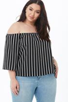 Forever21 Plus Size Striped Crepe Off-the-shoulder Top