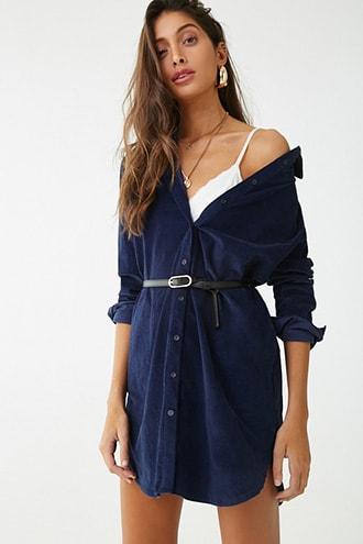 Forever21 Corduroy Longline Shirt