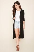 Forever21 Women's  Black Buttoned Duster Cardigan