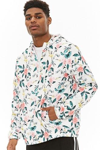 Forever21 Floral Print Hooded Anorak