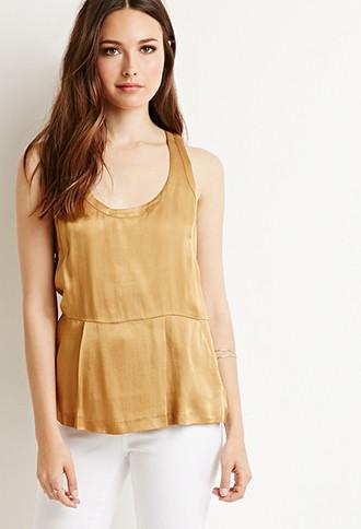 Love21 Women's  Pleated Sateen Top (gold)