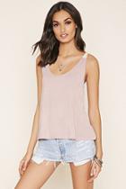 Forever21 Women's  Mauve Crochet-paneled Tank