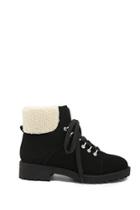 Forever21 Faux Shearling Trim Combat Boots
