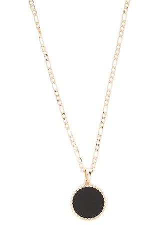 Forever21 Men Chained&able Onyx Figaro Medallion Necklace