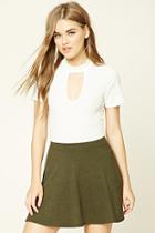 Forever21 Women's  Foliage Stretch-knit Flared Skirt