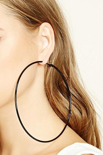 Forever21 Black Oversized Hoop Earrings