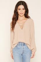 Forever21 Women's  High-low Lace-up Blouse