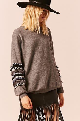 Forever21 Embroidered Sleeve Sweater