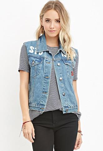 Forever21 Rolling Stones Denim Vest