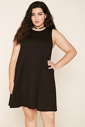 Forever21 Plus Women's  Black Plus Size Trapeze Dress