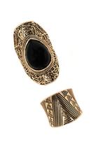Forever21 Black & Antic.g Faux Stone Etched Ring Set