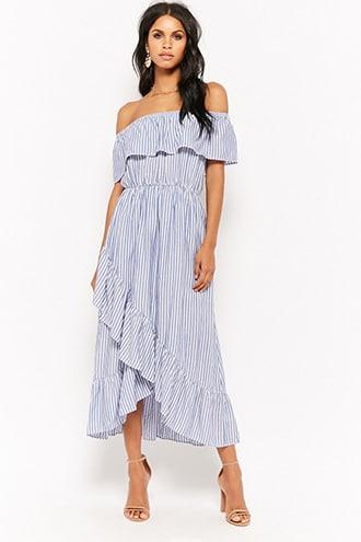 Forever21 Pinstriped Flounce High-low Dress