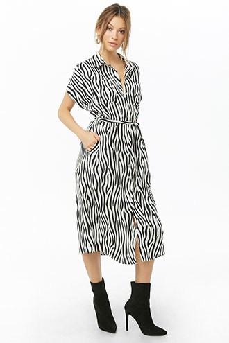 Forever21 Zebra Print Shirt Dress